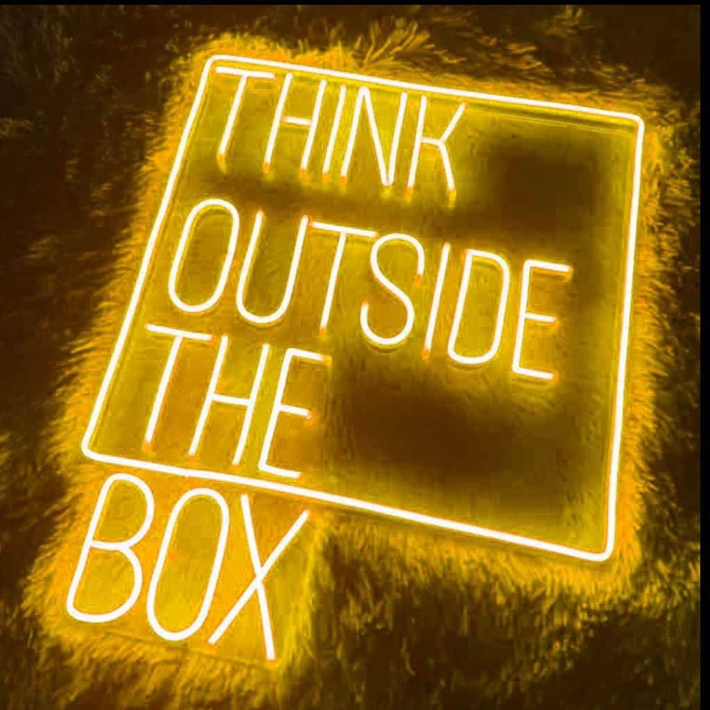 "THINK OUTSIDE THE BOX " NEONS LIGHTS FOR WALLS AND HOME DECOR