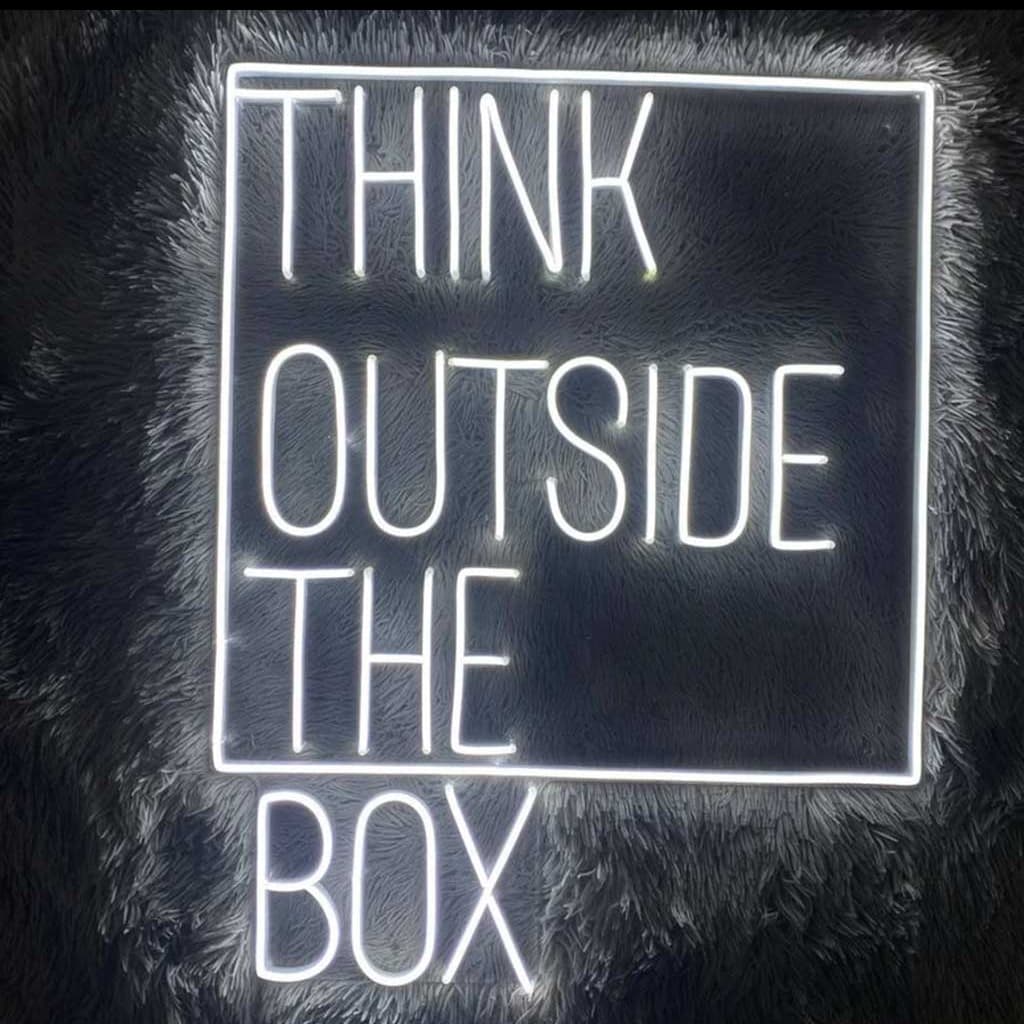"THINK OUTSIDE THE BOX " NEONS LIGHTS FOR WALLS AND HOME DECOR